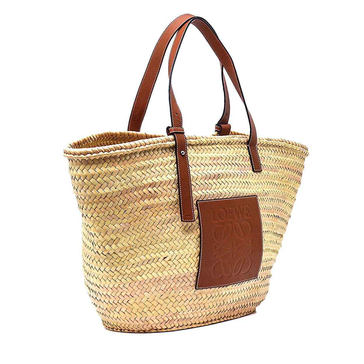 Loewe - Palm&Natural Leather Trimmed Large Basket Tote Bag